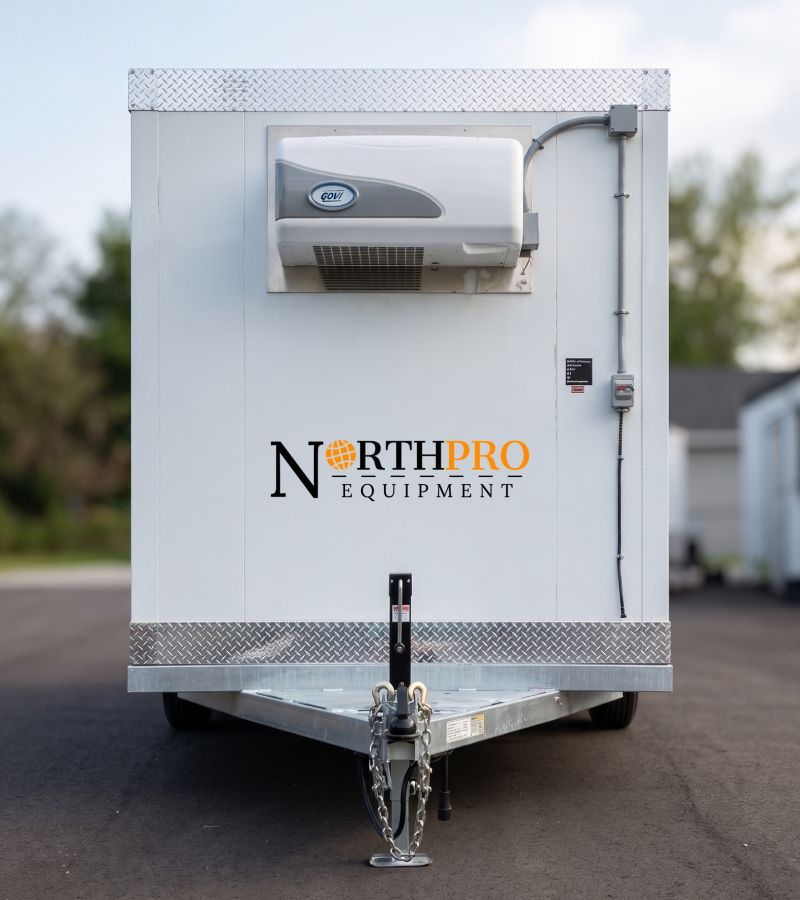 New 16ft Trailer Cooler Freezer Front View For Sale - North Pro Equipment