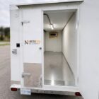 New 16ft Trailer Cooler Freezer Rear View Door Open For Sale - North Pro Equipment