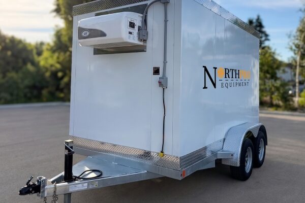 New 12ft Trailer Cooler Freezer Front Side View - North Pro Equipment