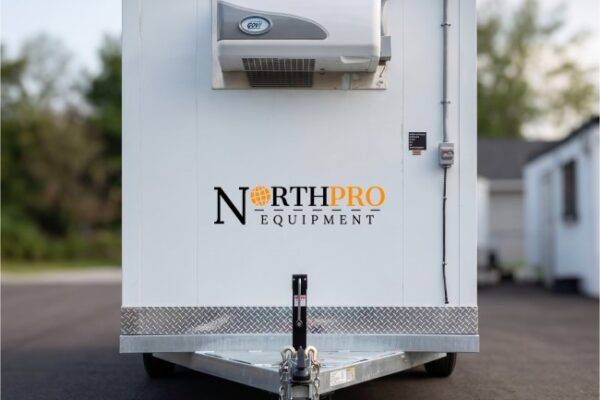 New 16ft Trailer Cooler Freezer Front Close View For Sale - North Pro Equipment
