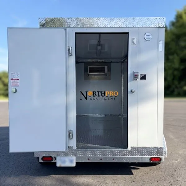 New 12ft Trailer Cooler Freezer Rear Door Open View For Sale - North Pro Equipment